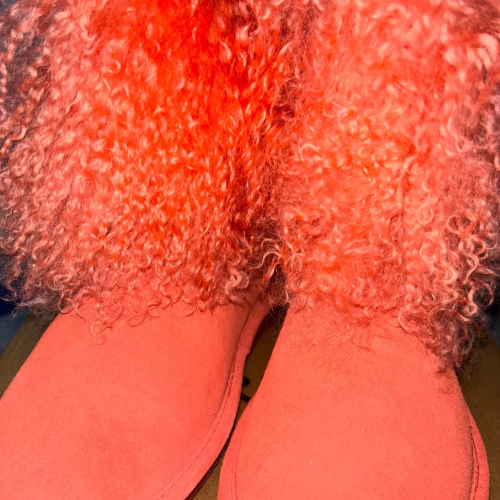 BearPaw Women's Vibrant Coral Furry Boots